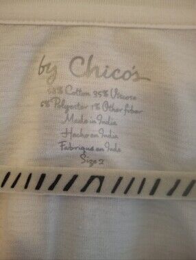 Chico's White Knit Top with Black Stripe Detail
